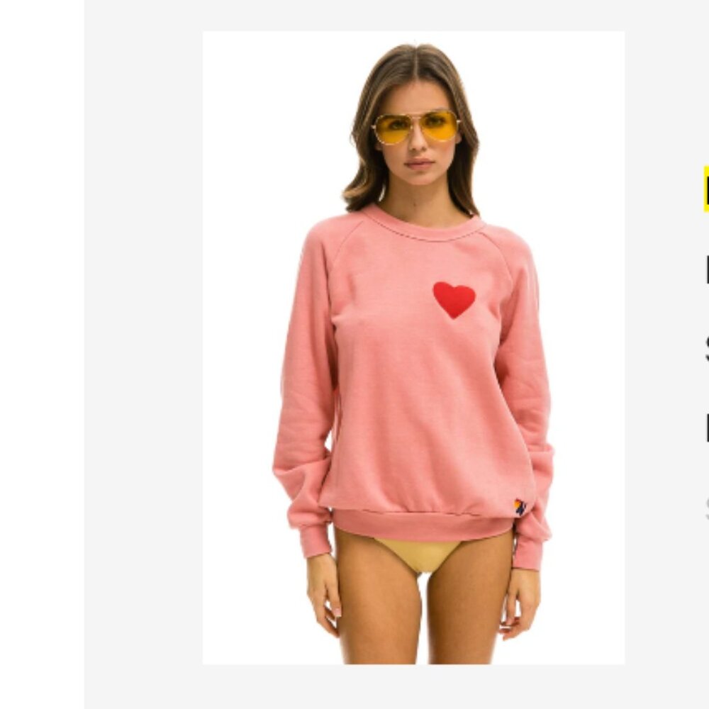 Aviator nation heart embroidery sweatshirt - petal small